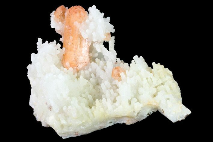 Peach Stilbite Crystals on Sparkling Quartz Chalcedony - India #168836